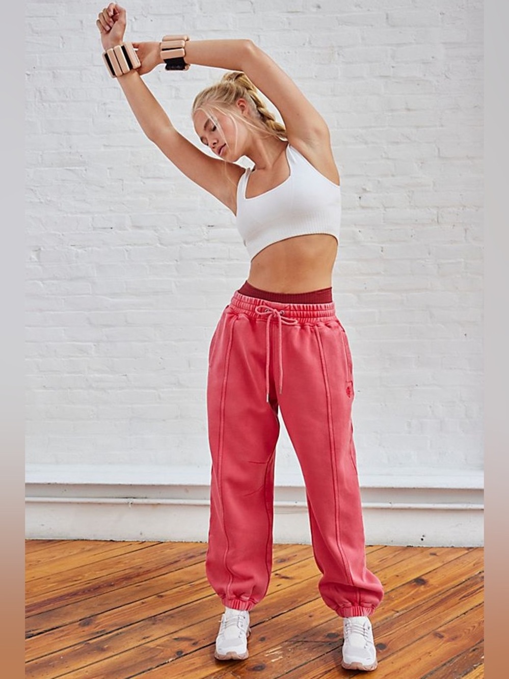 Free People Sprint to Finish Sweatpants in Winterberry Red | Large